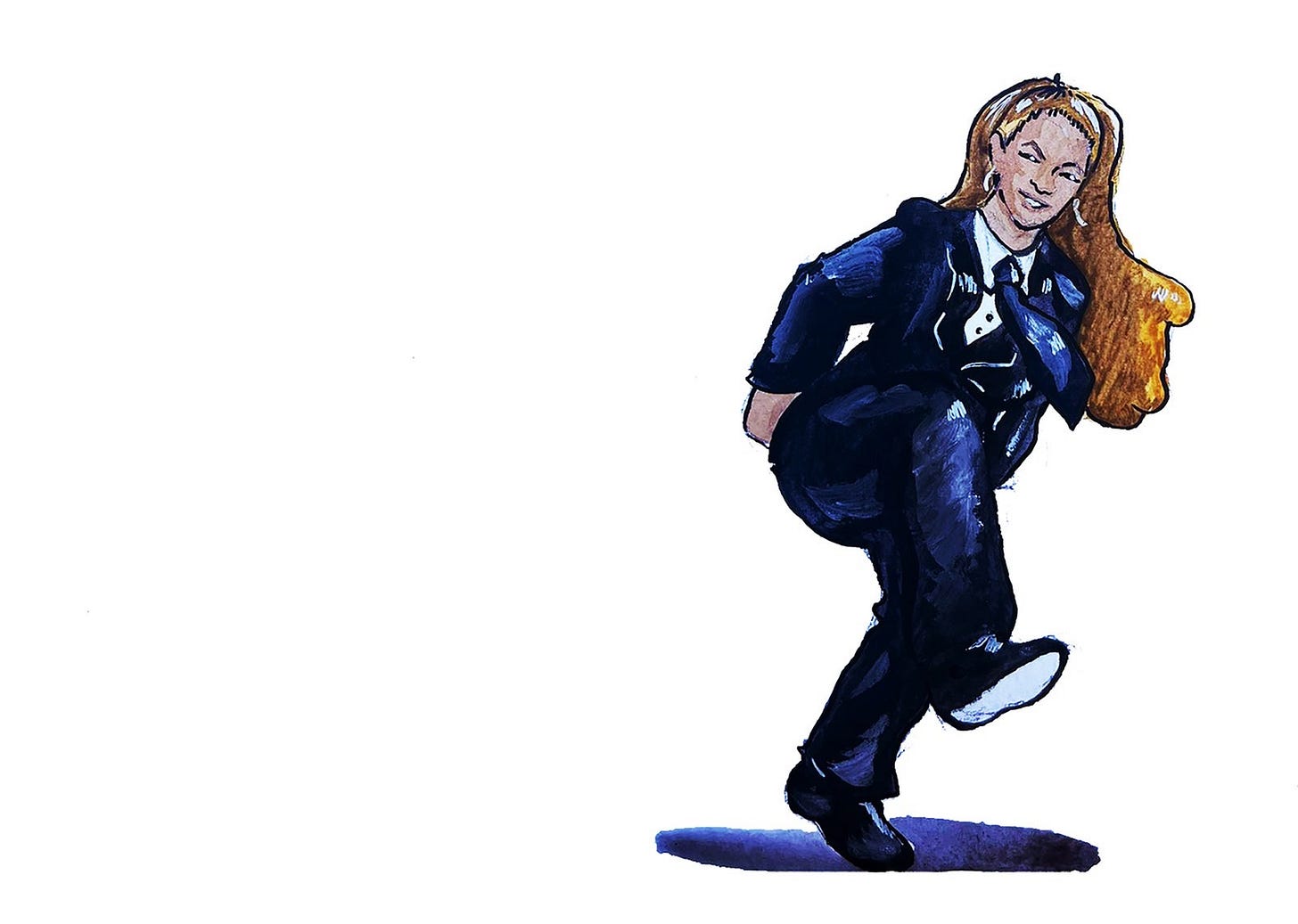 Beyonc dancing in a suit.