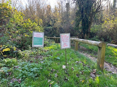 3 photos of the area of river set aside for education at Langford Lakes, Wiltshire. Images: Roland's Travels