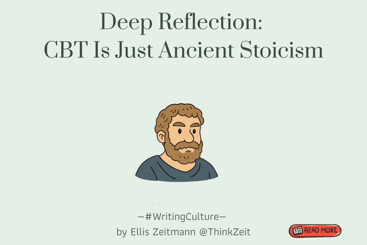 Ancient Stoic philosopher Epictetus in contemplative pose against sage green background, representing the connection between classical Stoicism and modern CBT therapy approaches. Ancient Stoic philosopher Epictetus in contemplative pose against sage green background, representing the connection between classical Stoicism and modern CBT therapy approaches.
