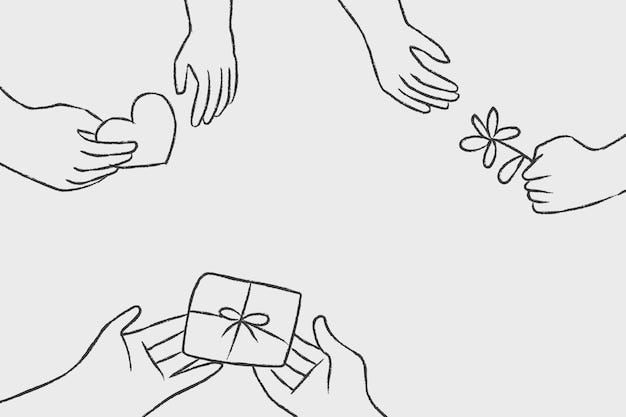 Free vector charity doodle vector background, donation concept