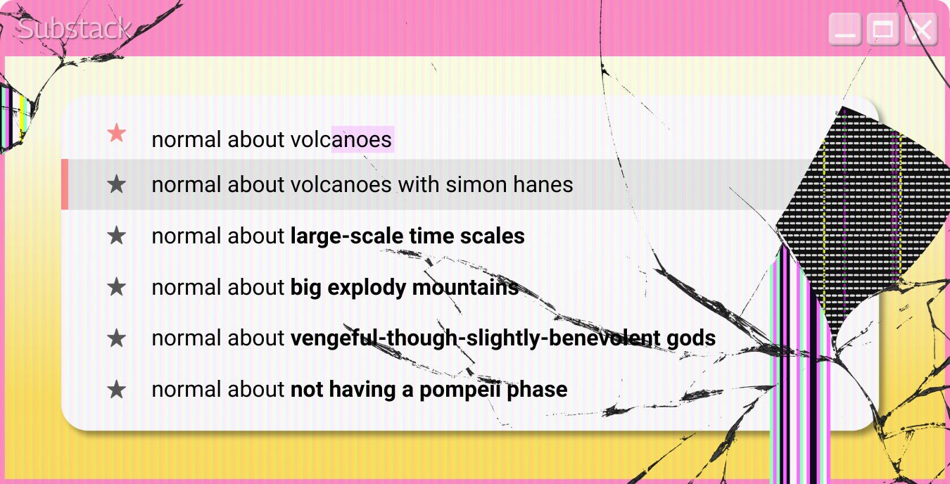 A cracked screen illustration with web browser "search results" related to the interview content.