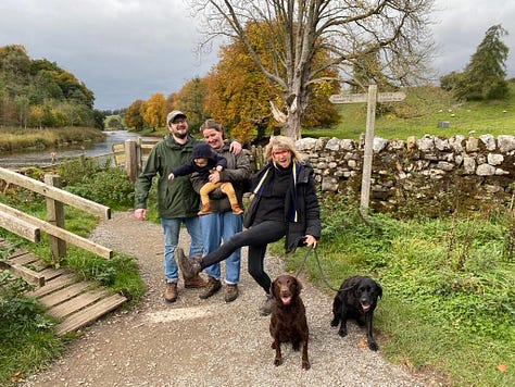 A band and hounds on tour in Europe