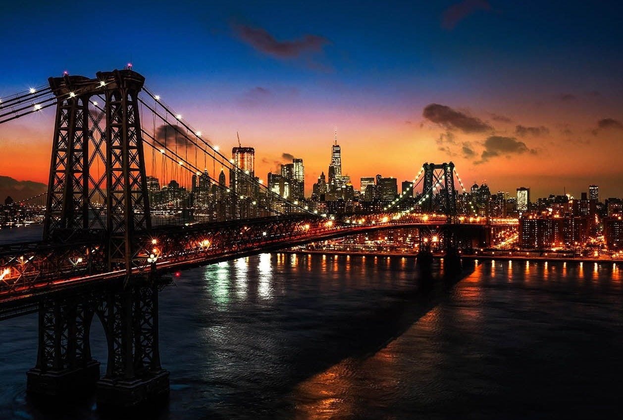 Colorful Sunset over the NYC Williamsburg Bridge 01