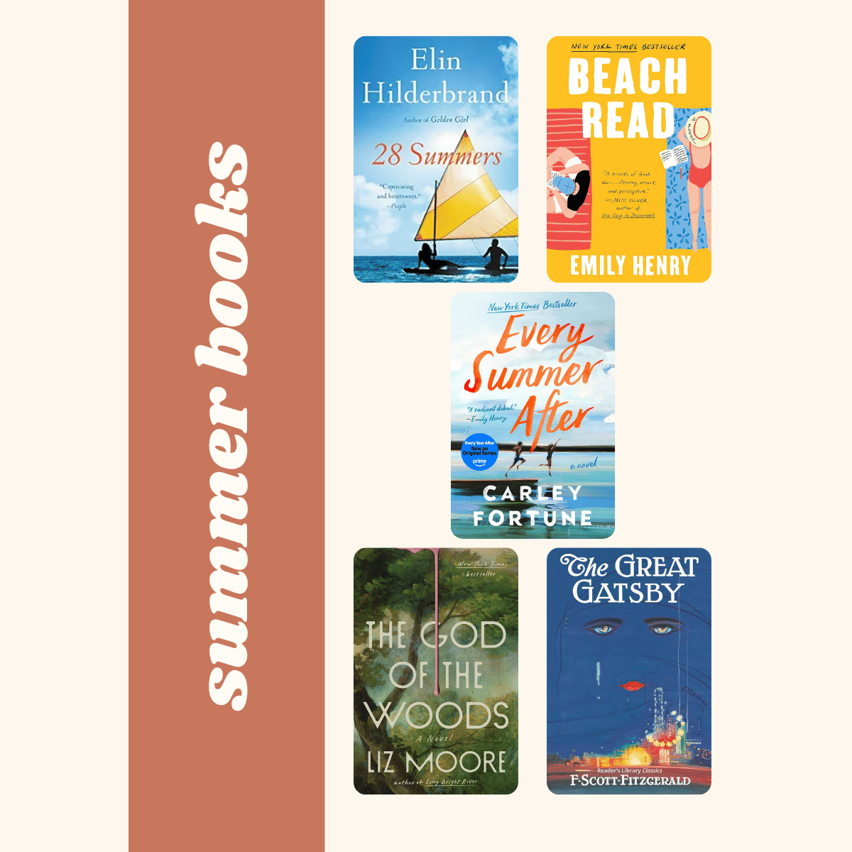 collage of summer books.