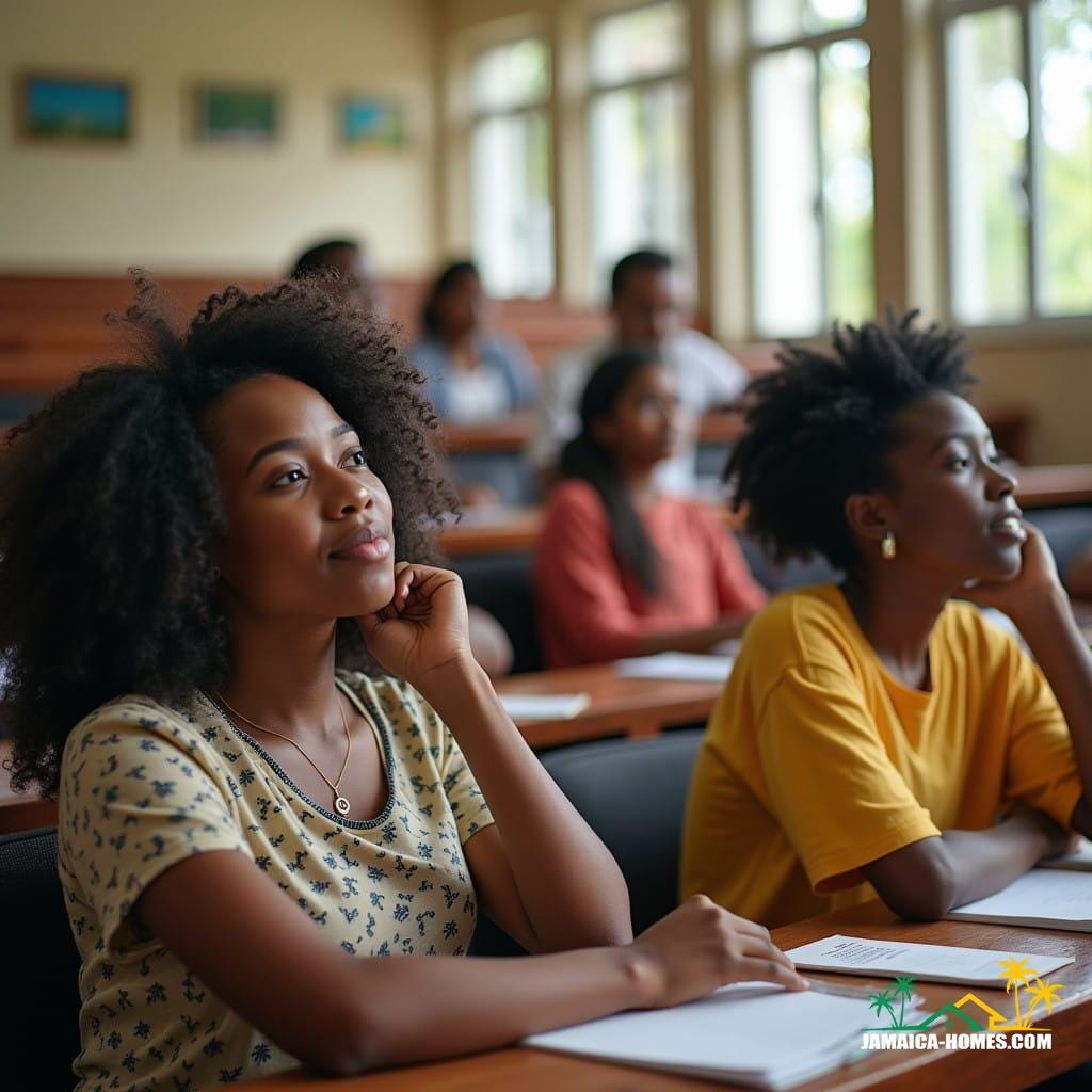 students studing in lecture hall in The University of the West Indies jamaica caribbean