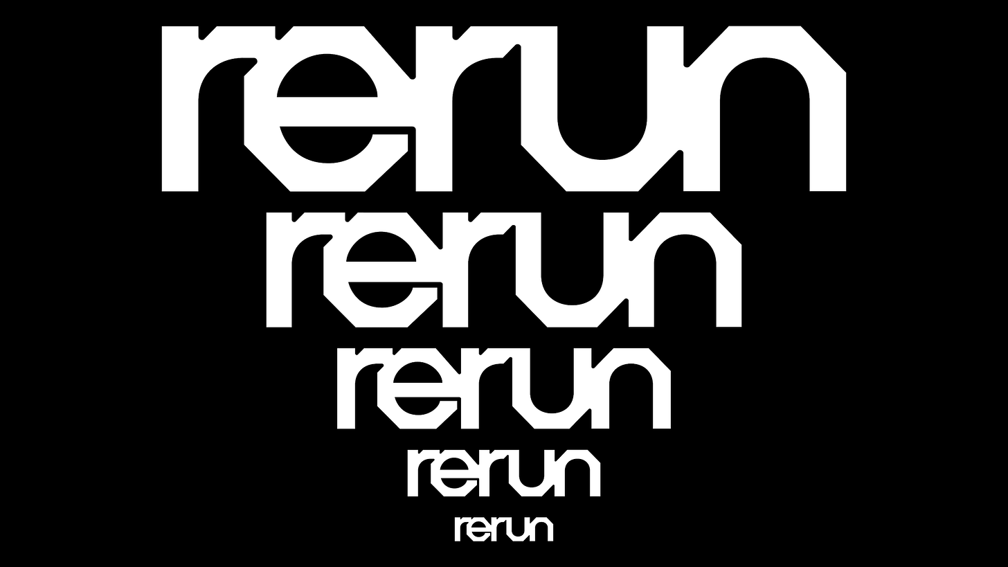STUDIO GRUHL RERUN brand identity design bpo review logo wordmark black and white sizes