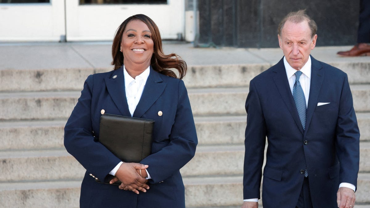 New York Attorney General Letitia James walks outside the U.S. District Court for the Eastern District of Virginia after she attended a hearing and pleaded not guilty to charges that she defrauded her mortgage lender, in Norfolk, Virginia, U.S., October 24, 2025.