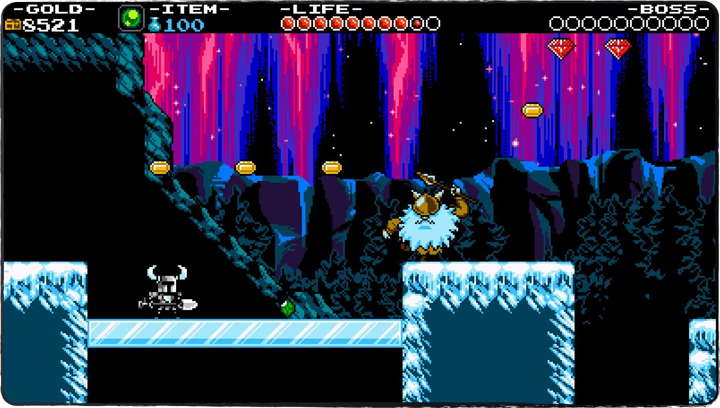 Image showing Shovel Knight fighting an enemy!
