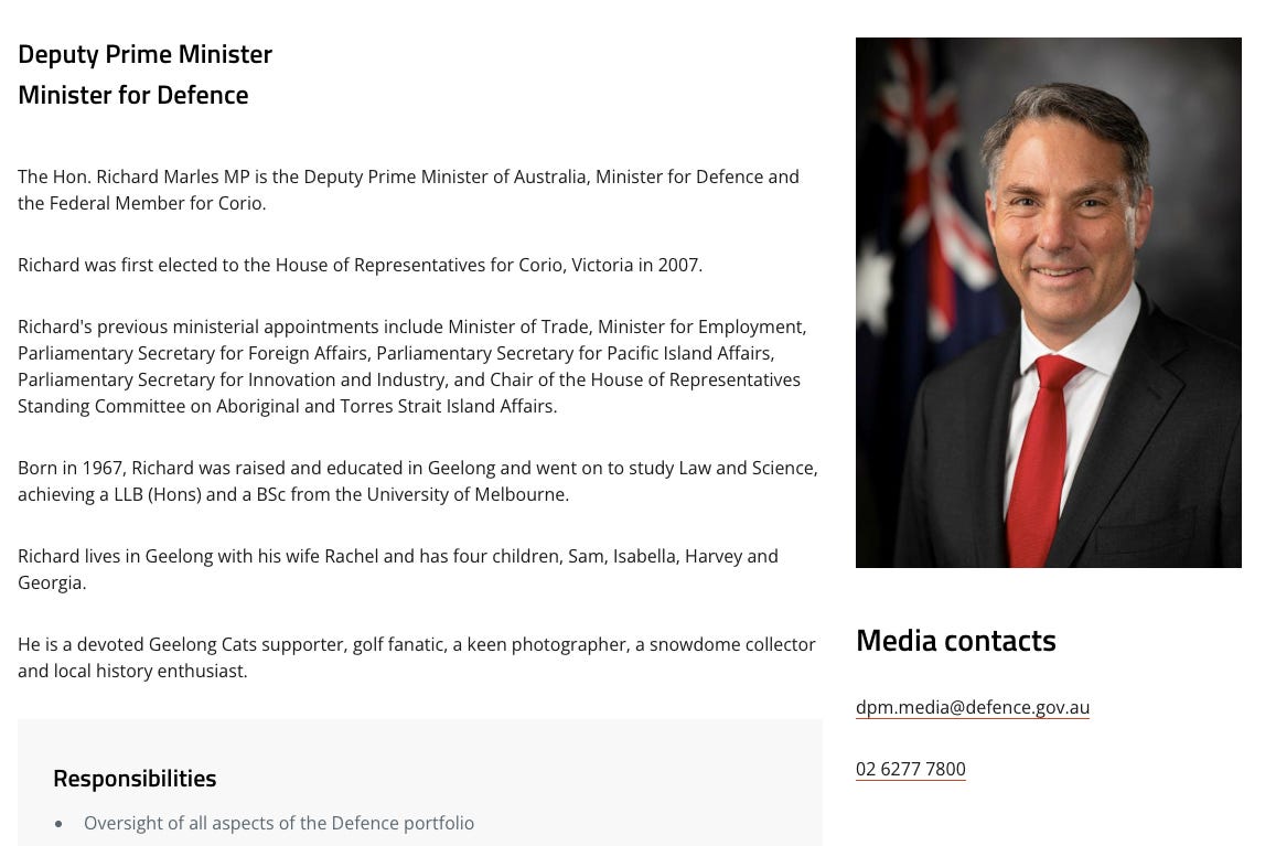 Deputy Prime Minister Richard Marles in formal suit with Australian flag background Deputy Prime Minister Richard Marles in formal suit with Australian flag background