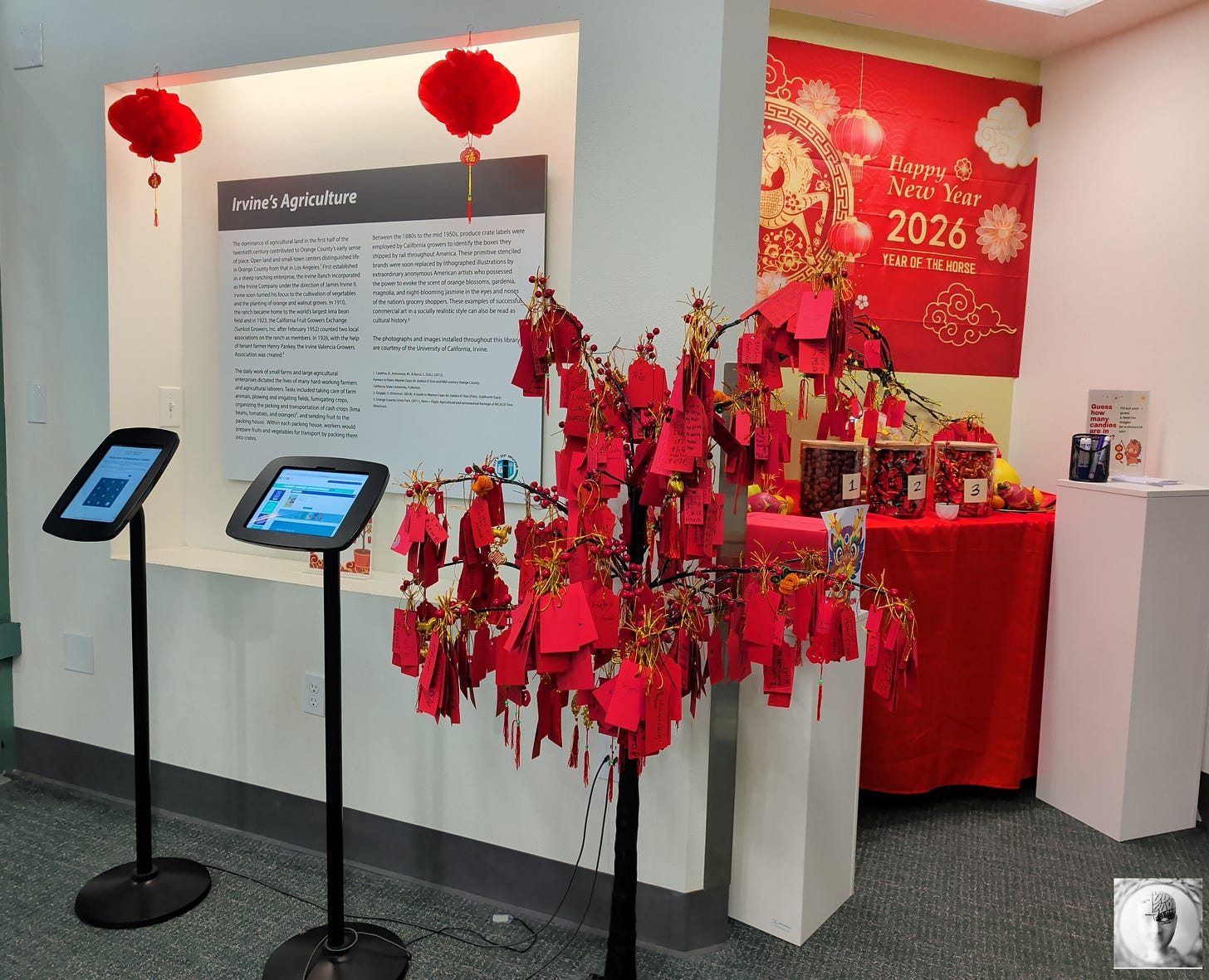 Red lanterns, digital screens, and welcome Lunar New Year display Red lanterns, digital screens, and welcome Lunar New Year display