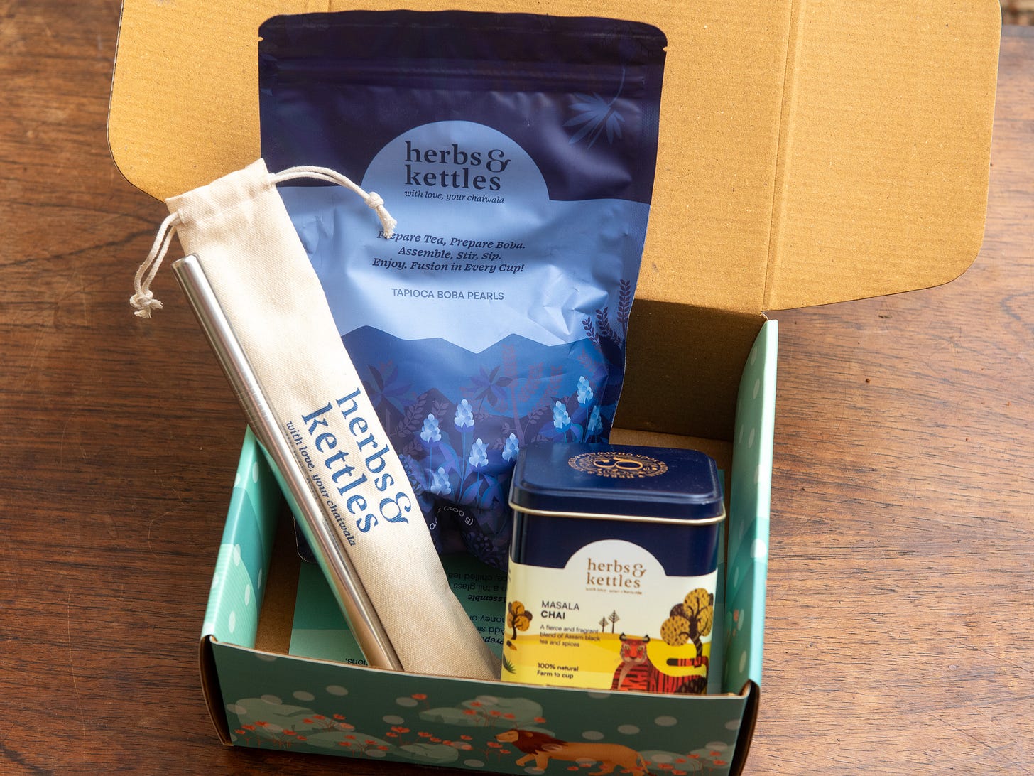 ID: Herbs and Kettles boba chai kit