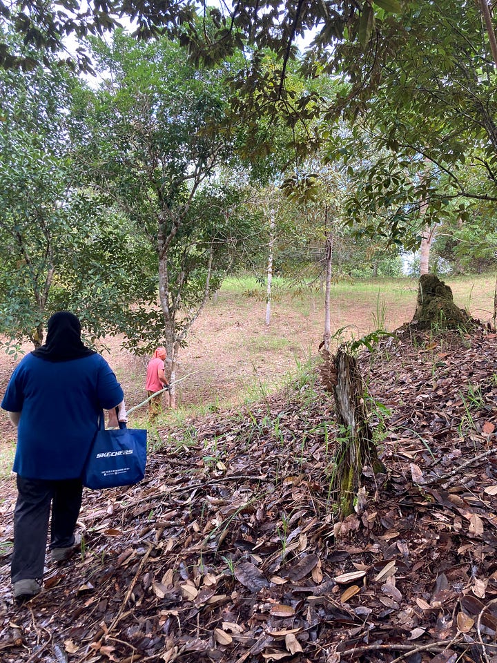 uncle and mom in farm
