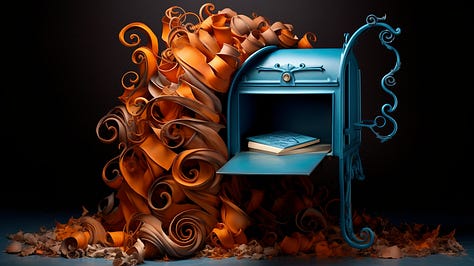 Various images of a mailbox created with Midjourney