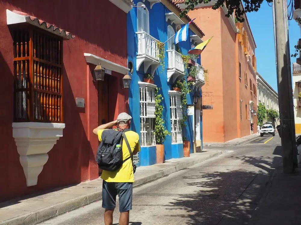 Ian taking a photo in San Diego district, Cartagena Ian taking a photo in San Diego district, Cartagena