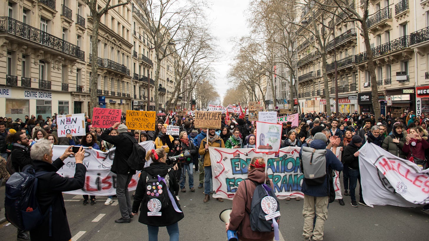 A protest in a Parisian street A protest in a Parisian street