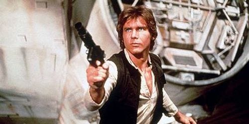 Han Solo aiming his blaster in Star Wars: A New Hope Han Solo aiming his blaster in Star Wars: A New Hope