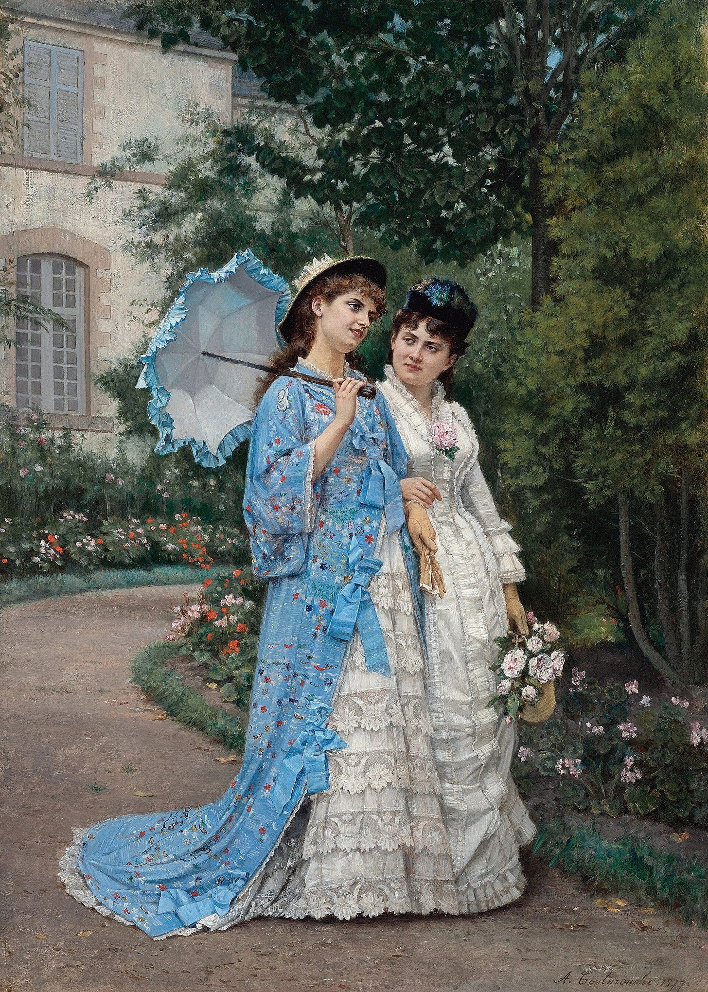 Auguste Toulmouche's A Garden Stroll Auguste Toulmouche's A Garden Stroll