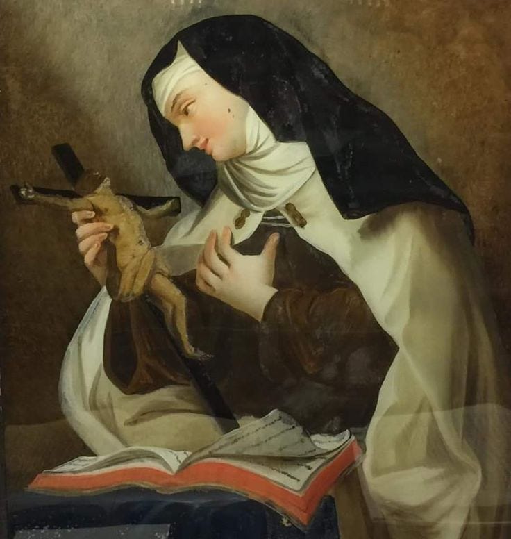This may contain: a painting of a woman holding a cat