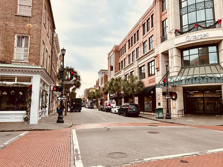 streets, cars, palmetto trees, colors
