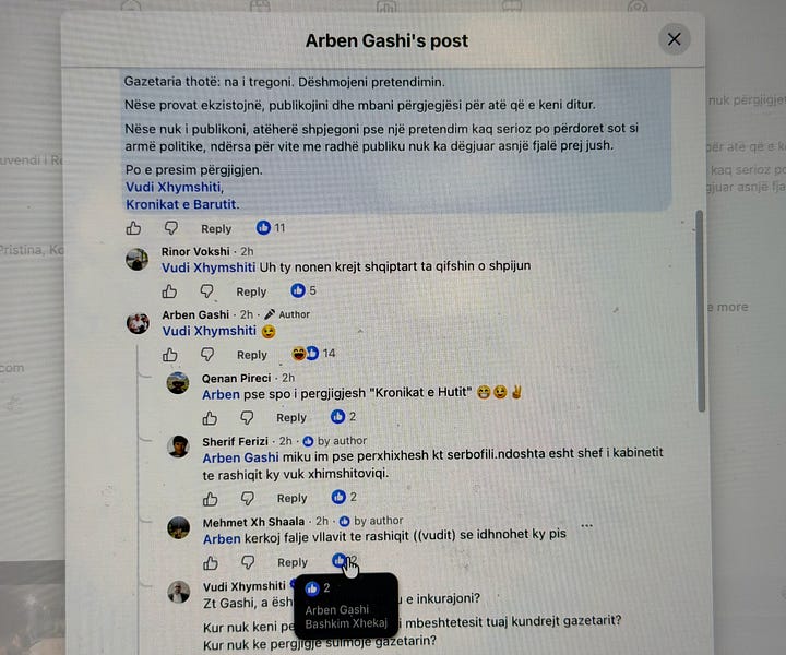 Ja cilat komente i pëlqeu Arben Gashi i LDK-së.