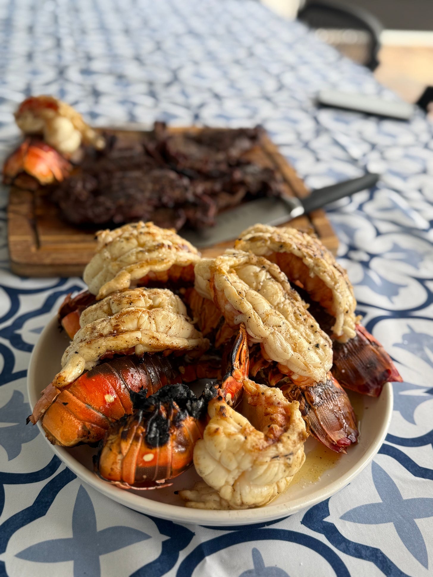 grilled lobsters in a bowl