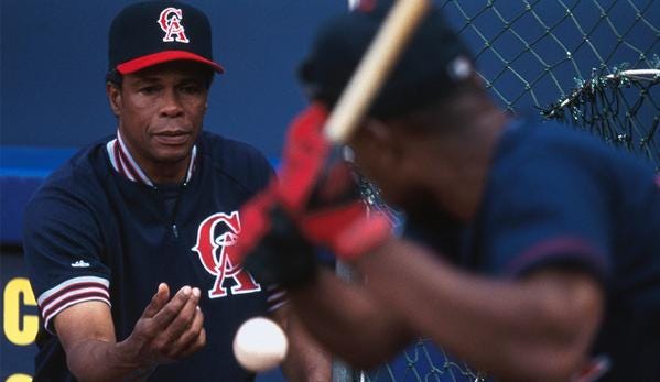 Rod Carew as Angels hitting coach circa mid- 1990s.