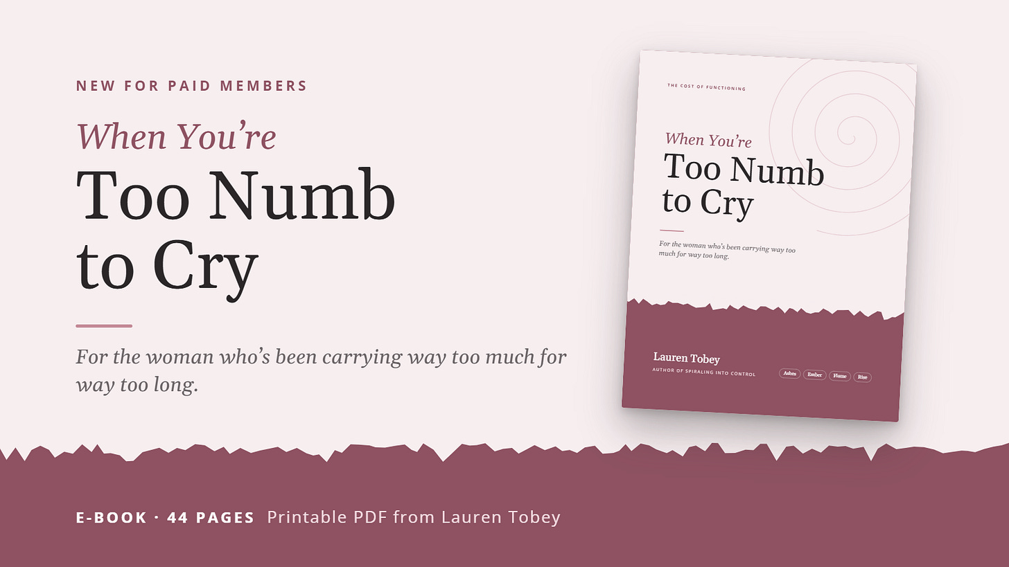 When You're Too Numb to Cry: a 44-page e-book for paid members, printable PDF. When You're Too Numb to Cry: a 44-page e-book for paid members, printable PDF.