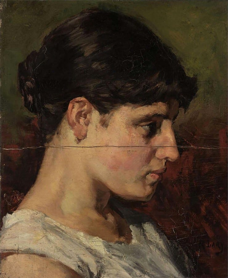 'Studiekop' - olieverf op paneel: Roland Larij (herkomst: coll. Museum Boijmans van Beuningen, Rotterdam) 'Studiekop' - olieverf op paneel: Roland Larij (herkomst: coll. Museum Boijmans van Beuningen, Rotterdam)