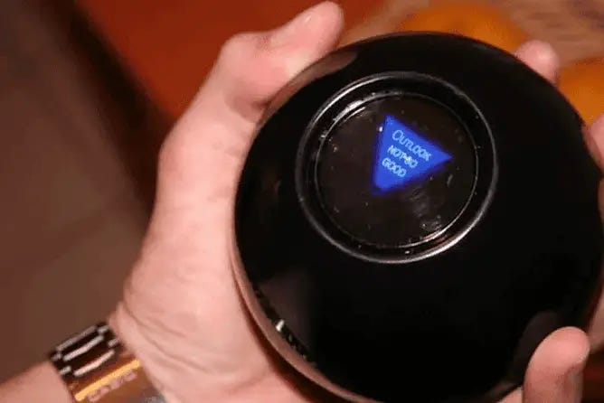 magic 8 ball held in one hand. futureproofing creative career article. buhay copywriter by regina peralta