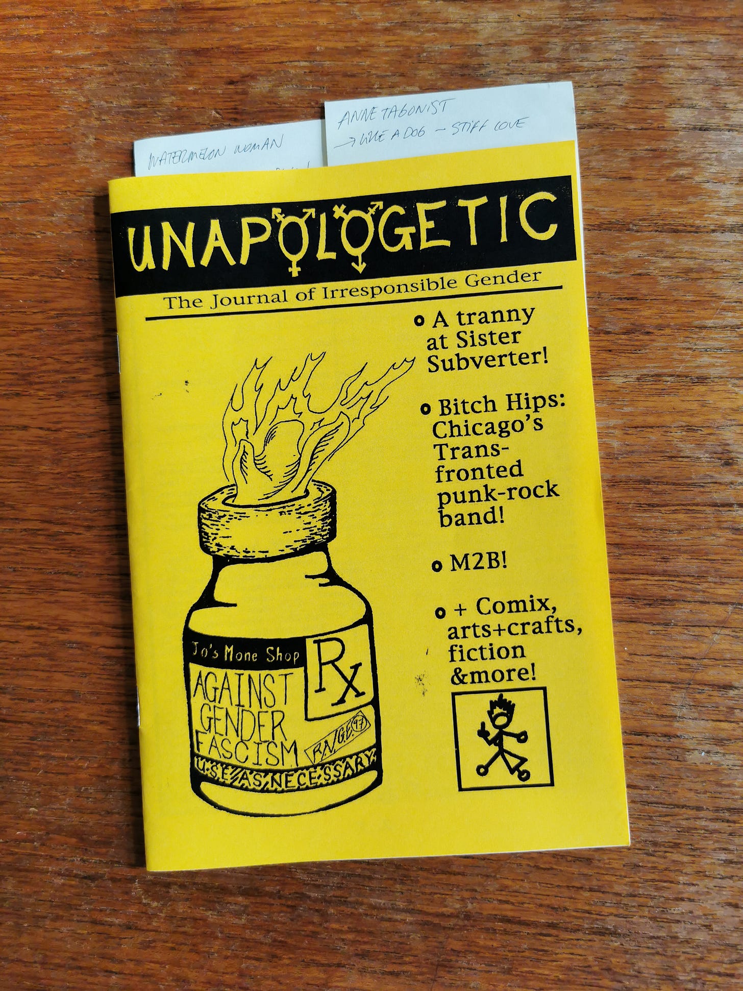 Cover of Unapologetic the journal of irresponsible gender from 1992