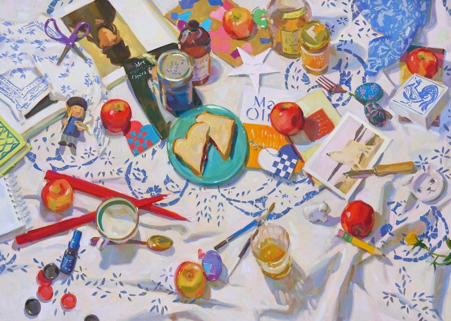 A table with various objects on it

Description automatically generated