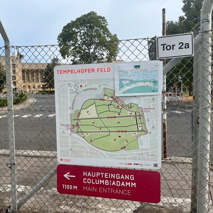 photographs of Tempelhof Airport park in the summer evening