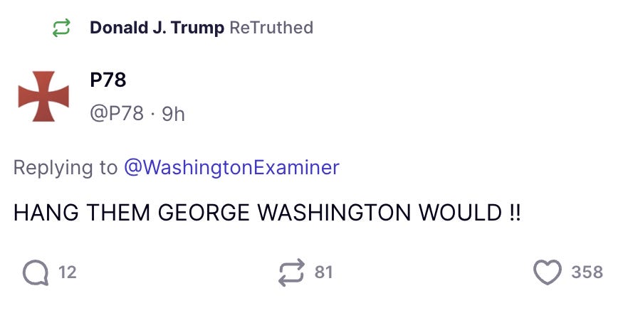 Truth social post from Trump