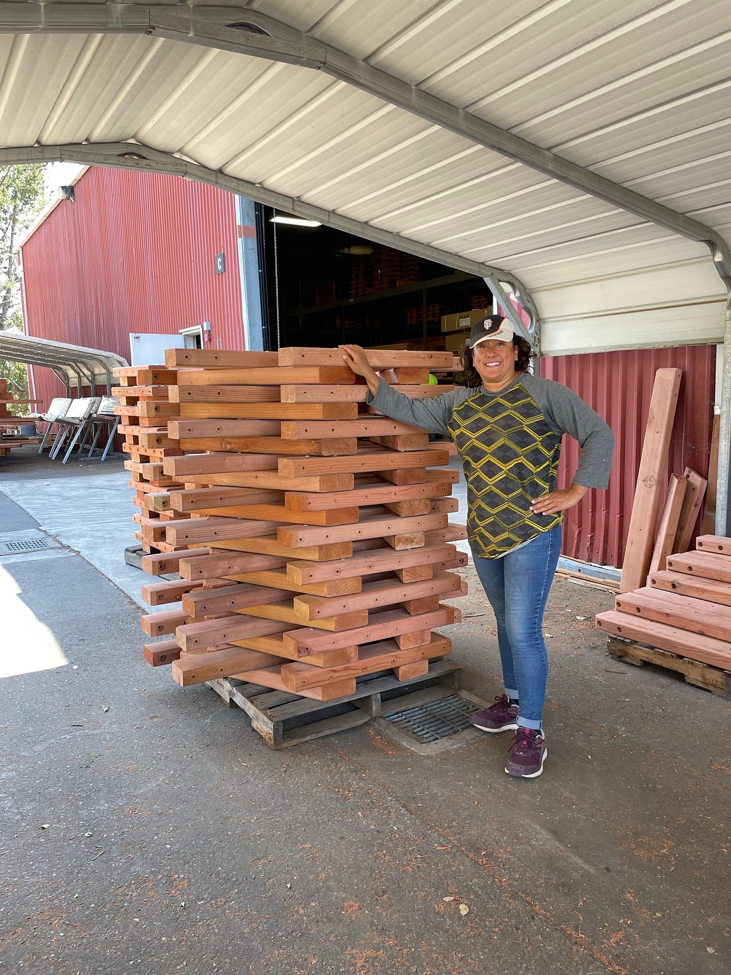 me in front of picnic table production