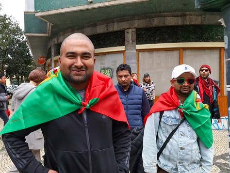 Photos of the participants in the Não nos encostem à parede protest against racism and xenophobia, 11 January 2025, Lisbon.
