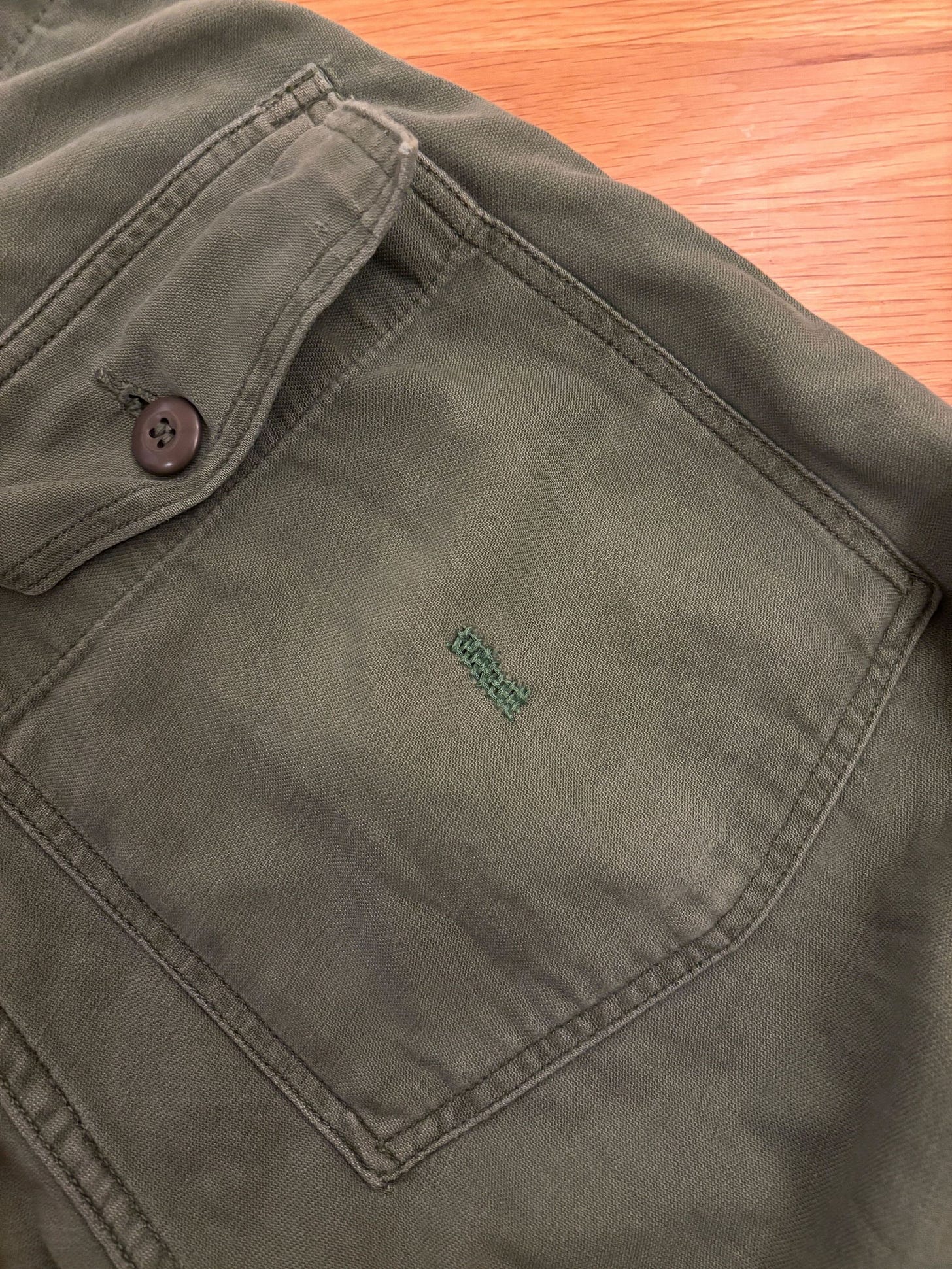 For the first hole, I started with a green stitch so that it’d blend in if it didn’t look good. But I was pretty happy with how it turned out!