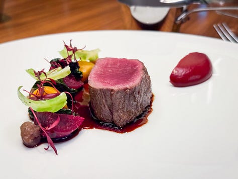 Dinner by Heston Blumenthal Dubai: Cheese Trolley; Venison with beetroot and a love note for the chef 