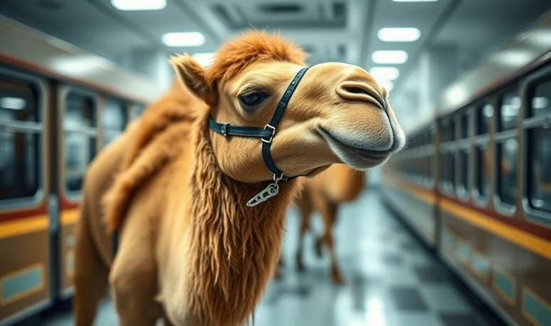 A camel in a train

AI-generated content may be incorrect.