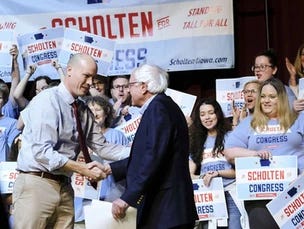Iowa State Representative J.D. Scholten with Bernie Sanders