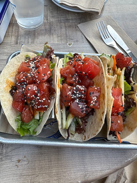 Arrival at Bardo, sushi tacos, with Johnny Mercer, Bonaventure cemetery, JW Marriott Plant lobby, City Walk Memorial, Savannah wildlife refuge, Key-lime pie at Collins Quarter