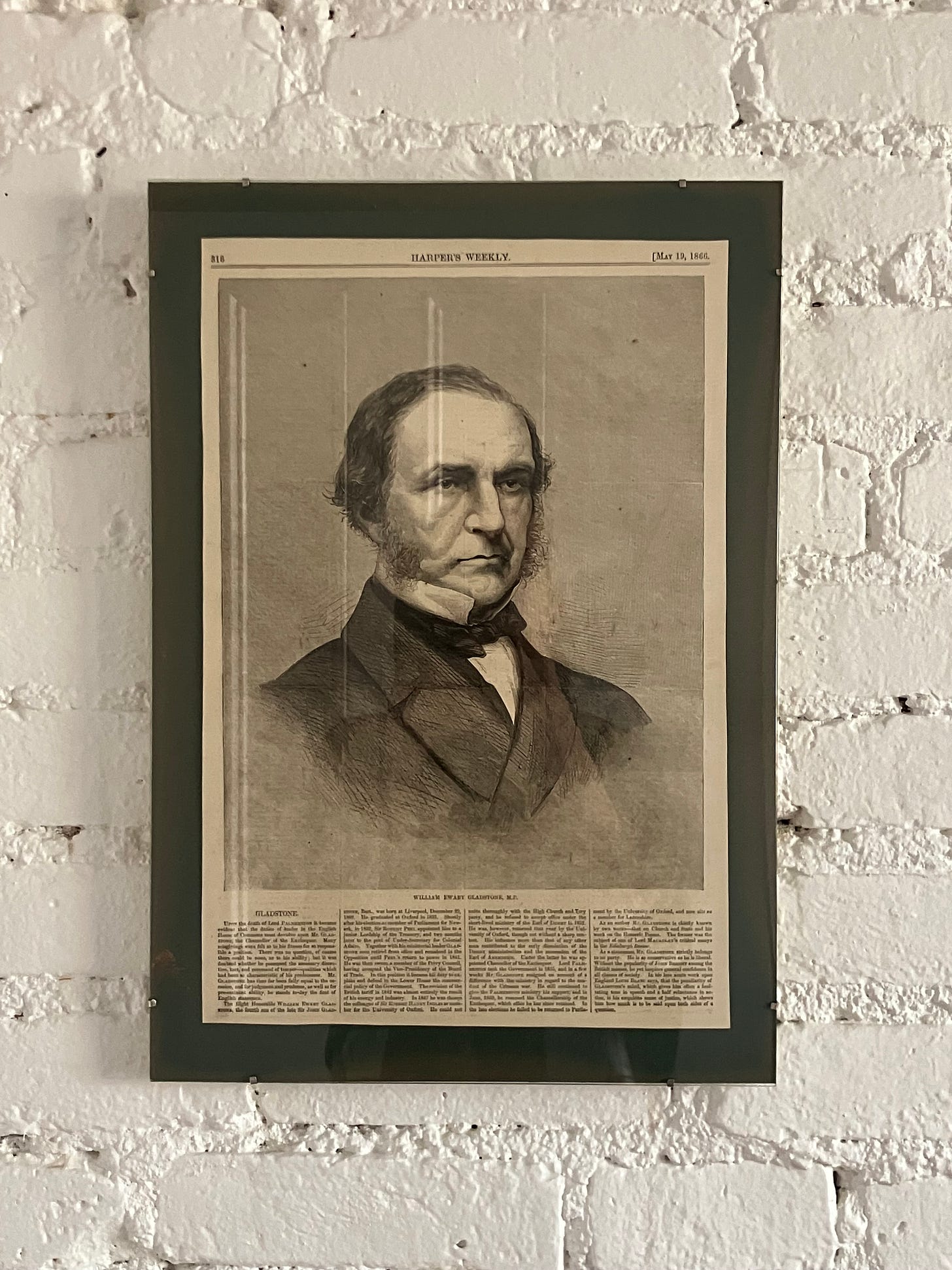 framed print of Gladstone from Harpers Weekly magazine, 1866 framed print of Gladstone from Harpers Weekly magazine, 1866
