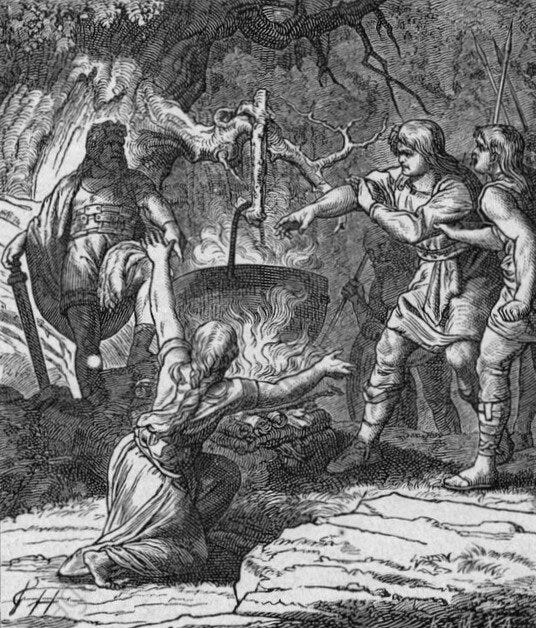 Ordeal by boiling water (“Der Kesselfang” Friedrich Hottenroth)