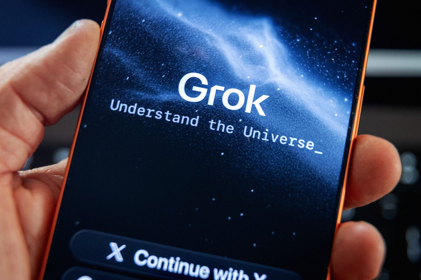 BATH UNITED KINGDOM JANUARY 07 In this photo illustration a iPhone screen displaying the Grok app and logo is seen on... BATH UNITED KINGDOM JANUARY 07 In this photo illustration a iPhone screen displaying the Grok app and logo is seen on...