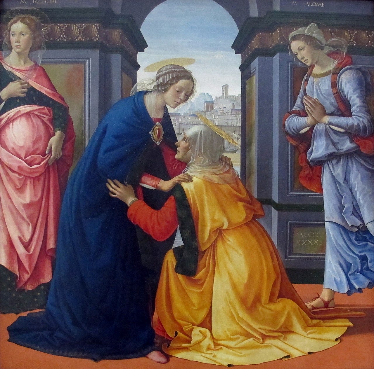 Domenico ghirlandaio, visitazione, 1491, da cappella di lorenzo tornabuoni in s.m. maddalena de' pazzi a fi, 02.JPG