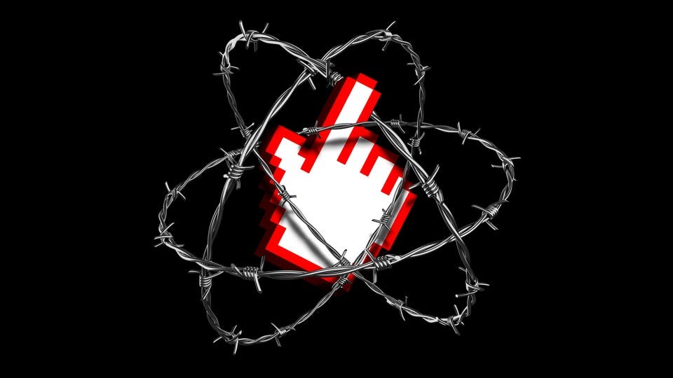 A cursor surrounded by barbed wire A cursor surrounded by barbed wire