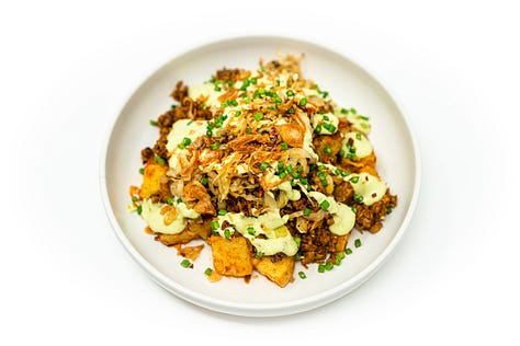 Six overhead photos of colorful, chef-styled grain and vegetable bowls featuring variations of ground meat, greens, roasted vegetables, sauces, and garnishes, inspired by a viral cottage cheese beef bowl recipe.