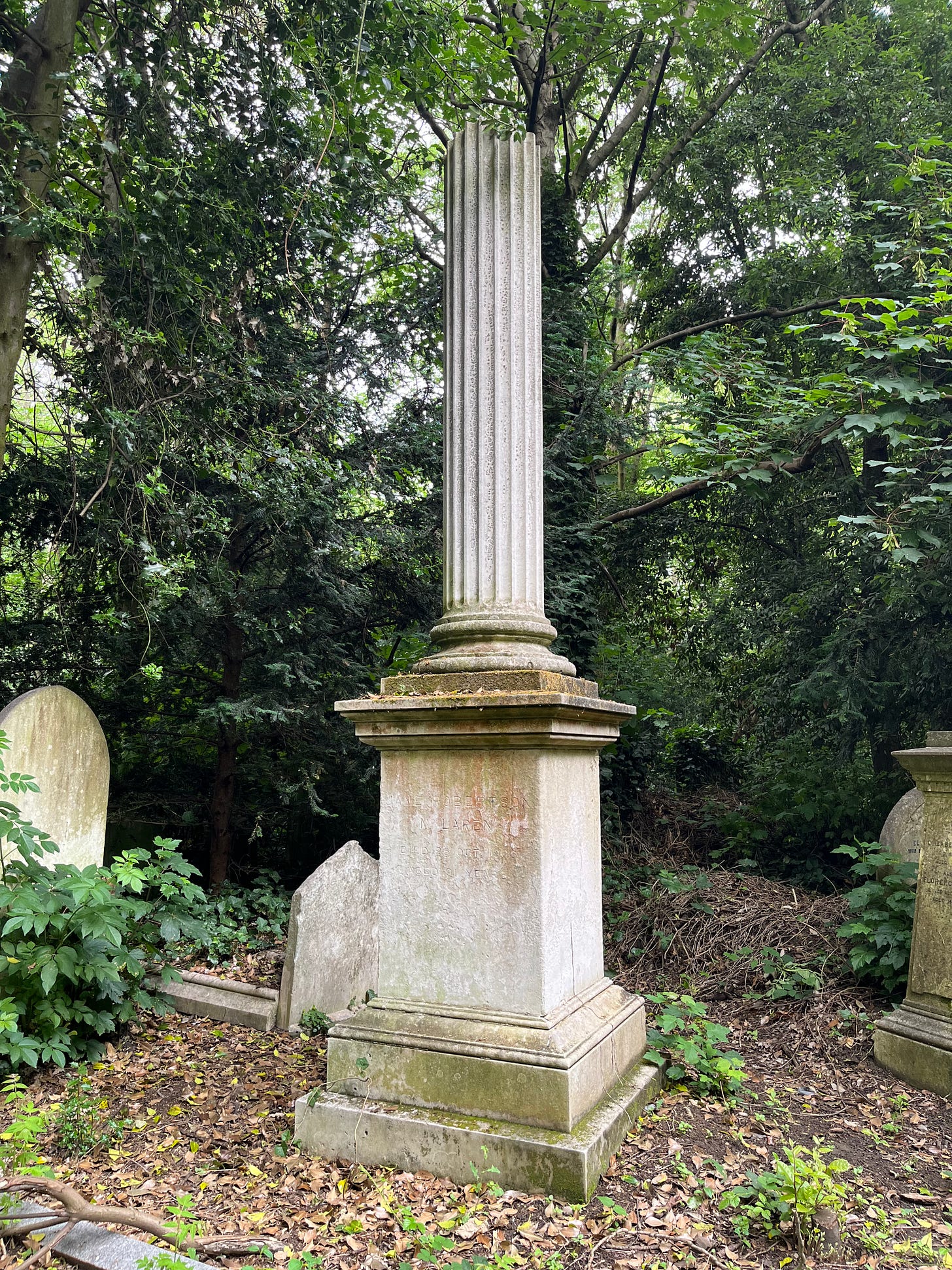 A Victorian broken column funerary monument A Victorian broken column funerary monument