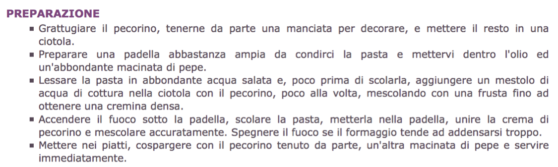 preparazione pasta cacio