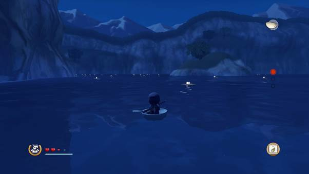 A video game of a person in a boat in the water

AI-generated content may be incorrect.