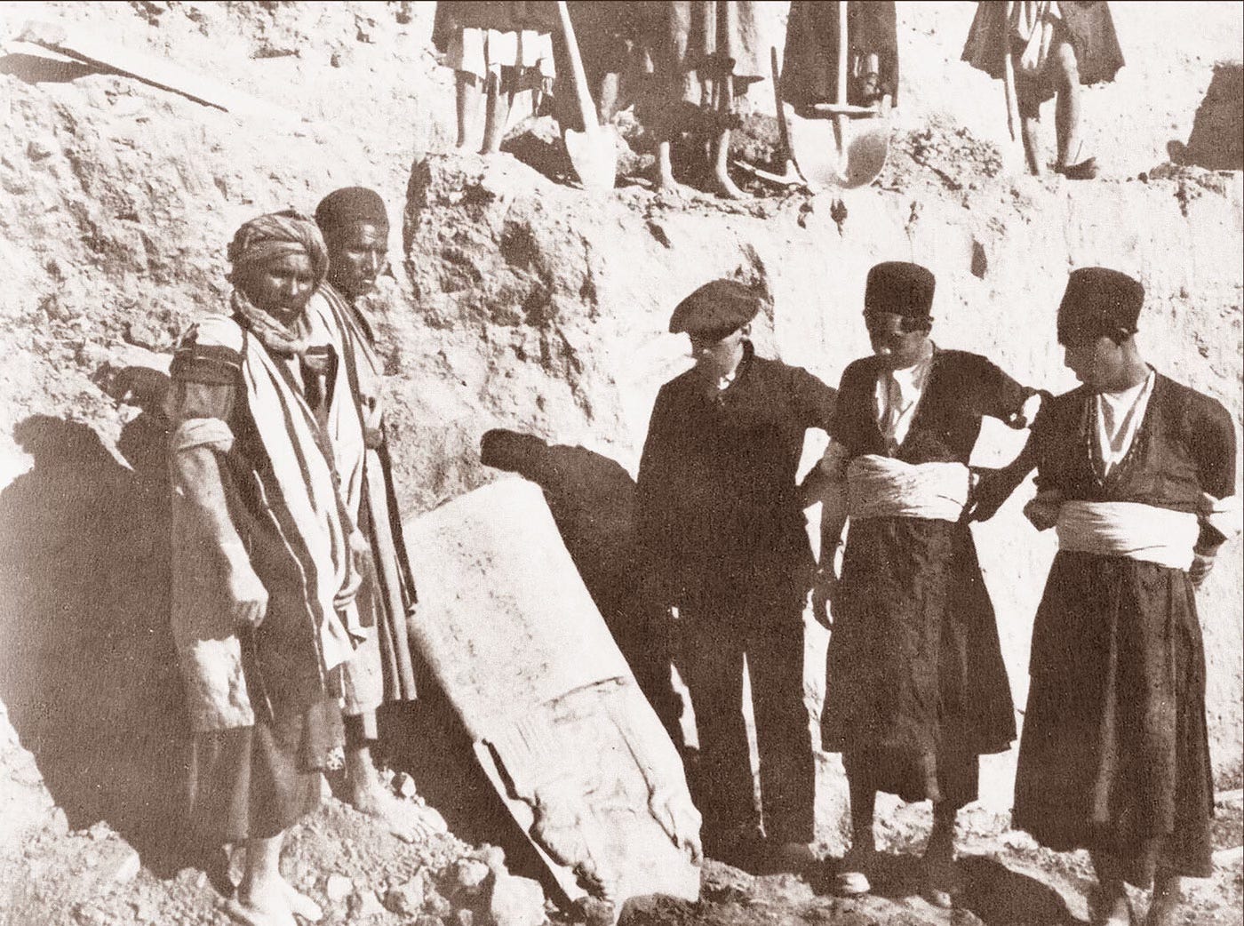 Winter of 1901, Susa (Iran), the archaeologist Gustave Jéquier, part of Jacques de Morgan's campaign, in front of a fragment of the Code of Hammurabi. Winter of 1901, Susa (Iran), the archaeologist Gustave Jéquier, part of Jacques de Morgan's campaign, in front of a fragment of the Code of Hammurabi.